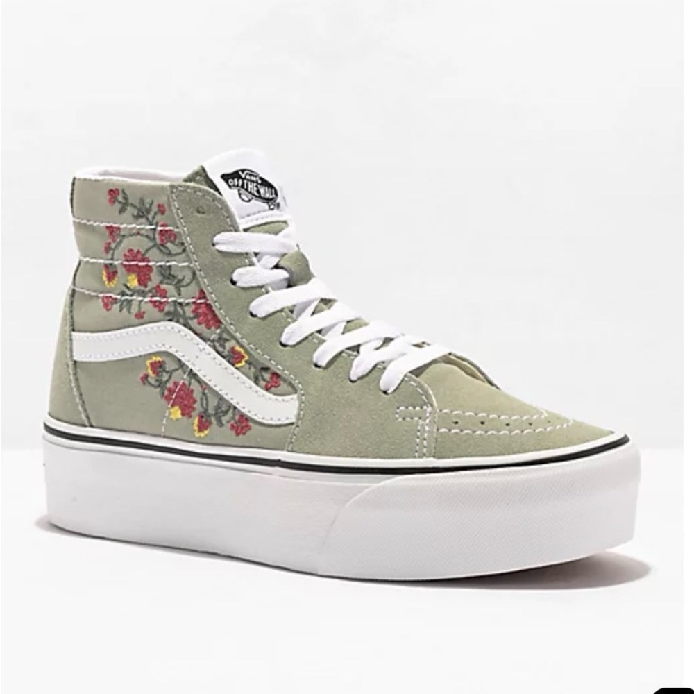 Vans Sk8-Hi Tapered Stackform Floral Embroidery Platform Shoes